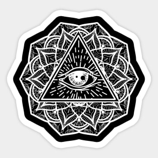 Geometric Mandala Eye Symmetry All Seeing Eye Triangle White Version Sticker